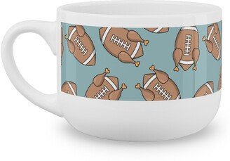 Mugs: Turkey Football Latte Mug, White, 25Oz, Blue