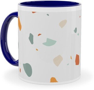 Mugs: Terrazzo - Green And Orange On Cream Ceramic Mug, Blue, 11Oz, Beige