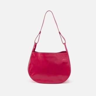 Arla Shoulder Bag in Polished Leather - Fuchsia