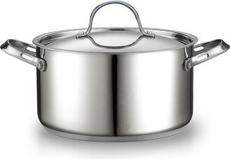 18/10 Stainless Steel Stockpot 6-Quart, Classic Deep Cooking Pot Canning Cookware Dutch Oven Casserole with Stainless Steel Lid, Silver