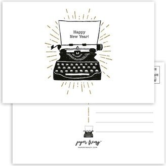 Paper Frenzy Happy New Year Retro Typewriter Christmas Holiday Post Cards - 25 pack