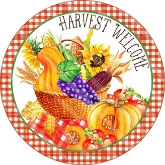 Harvest Welcome Sign - Fall Autumn Wreath Metal