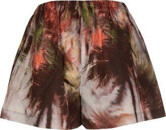 Tropical Printed Flared Shorts