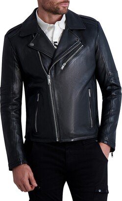 Leather Notch Lapel Moto Jacket