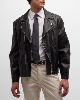 Men's Asymmetric Leather Motorcycle Jacket