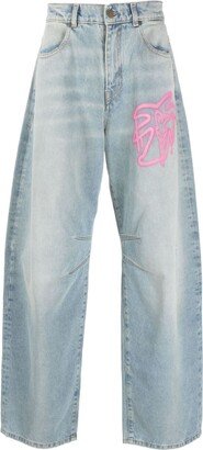 Hunter graffiti-print wide-leg jeans