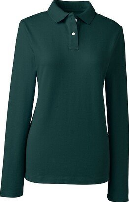 School Uniform Women's Long Sleeve Feminine Fit Mesh Polo Shirt - Small - Evergreen