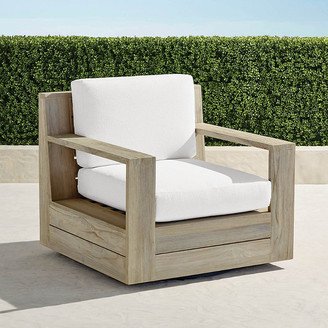 St. Kitts Swivel Lounge Chair in Weathered Teak with Cushions