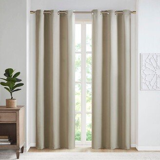 Gracie Mills Taren Solid Blackout Triple Weave Grommet Top Curtain Panel Pair - 42x63