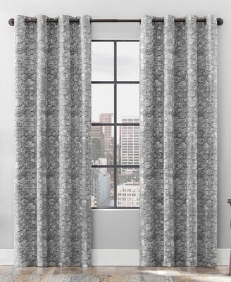 Scott Living Osaka Inverted Brushstrokes Cotton Blend 100% Blackout Grommet Curtain Panel, 50