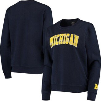 Women's Navy Michigan Wolverines Campanile Pullover Sweatshirt