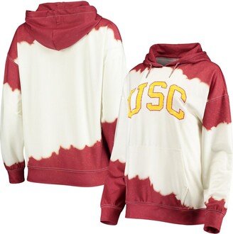 Women's Gameday Couture White, Cardinal Usc Trojans For the Fun Double Dip-Dyed Pullover Hoodie - White, Cardinal