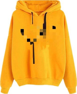 GisTeq Women's Heart Printing Hoodies Loose Sleeve Female Bright