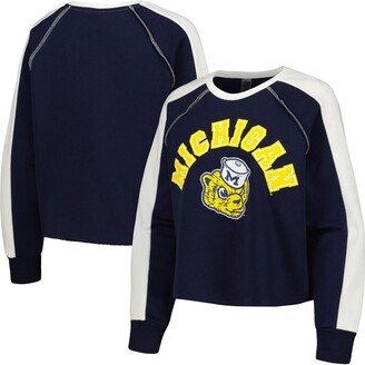 Women's Gameday Couture Navy Michigan Wolverines Blindside RaglanÂ Cropped Pullover Sweatshirt