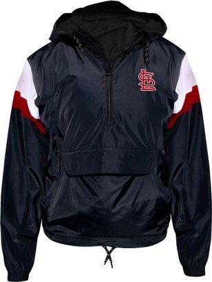 Women's Navy St. Louis Cardinals Plus Size Anorak Quarter-Zip Hoodie Jacket