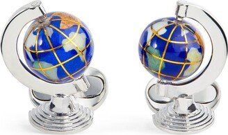 Sterling Silver And Lapis Lazuli Globe Cufflinks