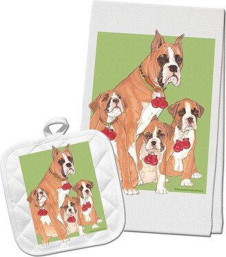 Boxer Kitchen Dish Towel & Pot Holder Gift Set