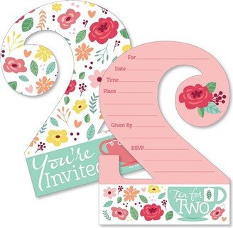 Big Dot of Happiness 2nd Birthday Tea for Two - Shaped Fill-in Invitations - Garden Second Birthday Party Invitation Cards with Envelopes - Set of 12