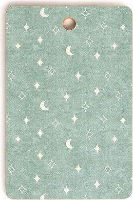 Little Arrow Design Co Moon And Stars Surf Blue Rectangular Cutting Board