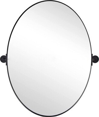 Moon Mirror Modern 22 x 30 Inch Oval Wall Mounted Vanity Mirror, Matte Black - 14.33