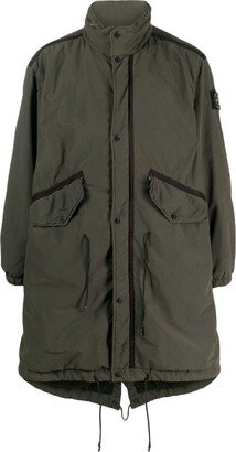 David compass-badge long raincoat