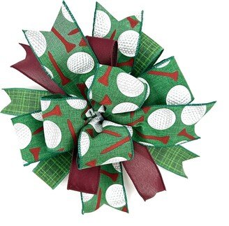 Pre-Made Golf Bow For Wreaths & Lanterns, Front Door Outdoor Or Wreath Embellishment Accessory, Decor