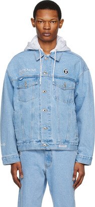 AAPE by A Bathing Ape Blue Hooded Denim Jacket