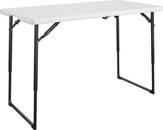 4 ft. Centerfold Blow Mold Utility Table, Adjustable Height, White