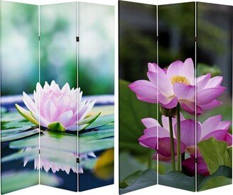 Handmade 6' Double Sided Lotus Blossom Canvas Room Divider