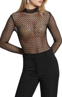 Aubree Sheer Lace Mock Neck Bodysuit