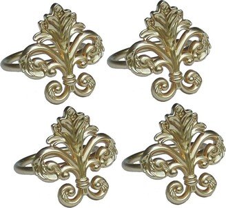 Fleur De Lis Elegant Metal Napkin Rings, Set of 4