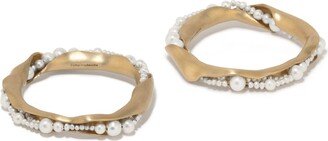 Set of 2 Brass & Imitation Pearl Napkin Rings