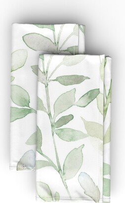 Cloth Napkins: Midsummer Leaves - Light Green Cloth Napkin, Longleaf Sateen Grand, Green