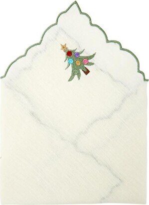 Km Home Collection Christmas Tree Embroidery Linen Napkins Set Of 2