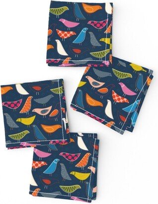 Mid Century Modern Cocktail Napkins | Set Of 4 - Another Nod To The House Bird By Katerhees Bright Birds Cloth Spoonflower