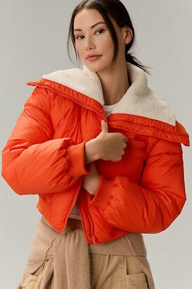 Sherpa Collar Cropped Puffer Jacket