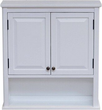 Dorset Wall Mounted Bath Storage Cabinet with Two Doors and Open Shelf White