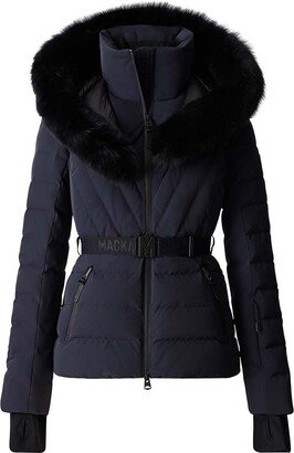 Elita Down Ski Jacket With Removable Blue Fox Fur Trim