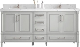 Aberdeen 72 In. W X 22 D Double Sink Bathroom Vanity in Coventry Gray With Quartz Or Marble Countertop | Modern Vanity Premium Q