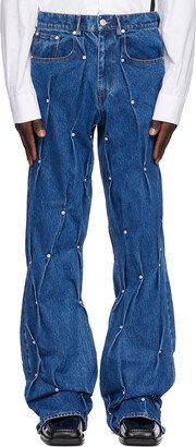 KUSIKOHC Blue Multi Rivet Jeans