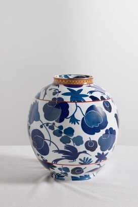 Big Bubble Gold-plated Painted Porcelain Vase - Blue