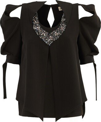 Julia Allert Evening Open Shoulder Blouse Black