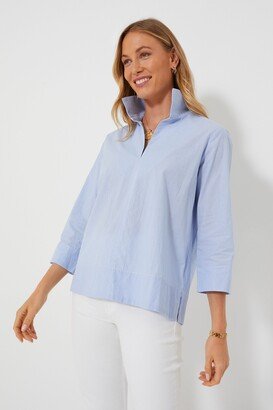 Pomander Place Blue Sullivan Stand Collar Blouse