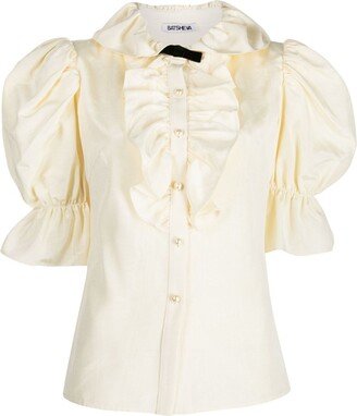 Lou moiré-effect ruffled blouse