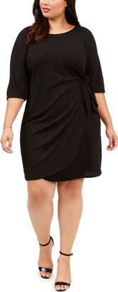 Plus Size Glitter Knit Sarong Dress - Black/Silver