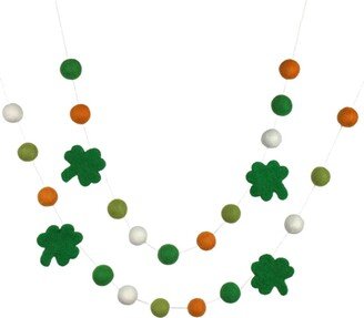 st. Patrick's Shamrock Felt Ball Garland- Green, Orange, White- Party- Home Decor- 1