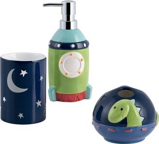 Allure Home Creations Space O Saurous 3pc Set Lotion Pump/Toothbrush Holder/Tumbler - 3pc bath accessory set