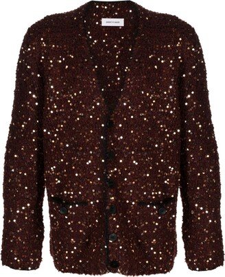 Rhinestone-Embellished Organic-Wool Cardigan