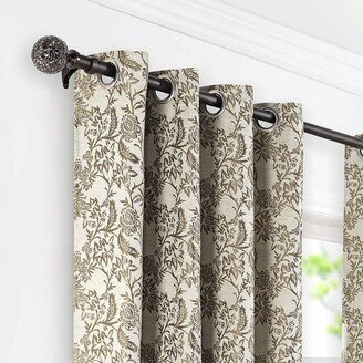 1 Inch Adjustable Brown Curtain Rod for Windows & Door with Round Mosaic Finials & Brackets Set - By Deco Window