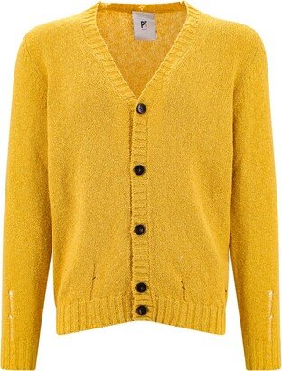 PT Torino V-Neck Buttoned Knitted Distressed Cardigan